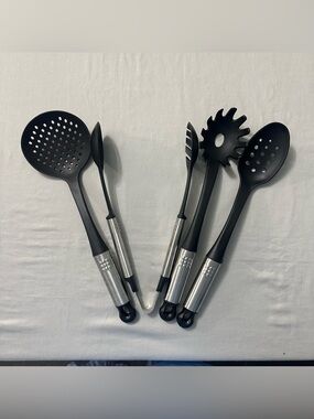 Lot 4 Black Nylon Kitchen Utensils Stainless Steel Handles German Market Good